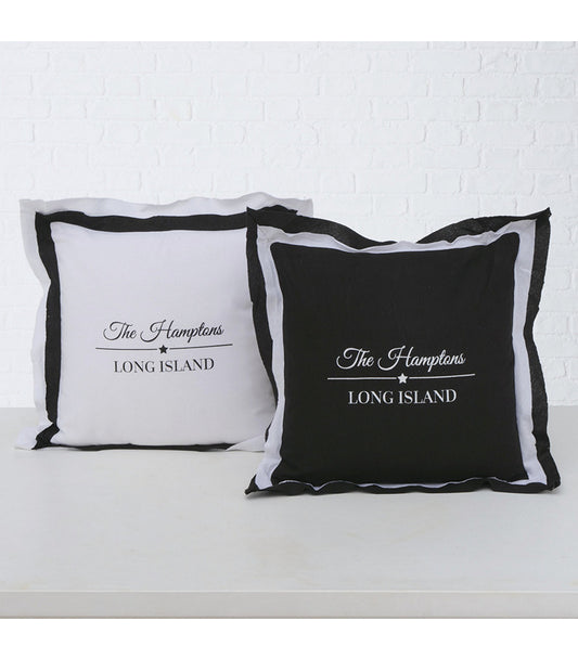 ΜΑΞΙΛΑΡΙ 2/ASS LONG ISLAND 40x40x12cm ΛΕΥΚΟ ΜΑΥΡΟ Hampton Cotton 100%