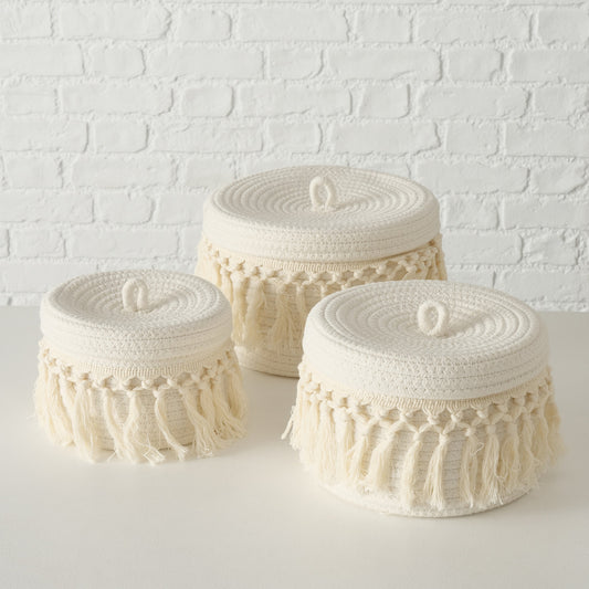 ΚΑΛΑΘΙ SET/3 ΜΕ ΥΦΑΣΜΑ ΣΤΡΟΓΓΥΛΟ Alvino H13-17cm, D17-25cm