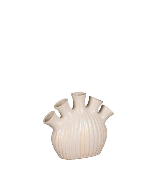 ΒΑΖΟ ΜΕ ΥΠΟΔΟΧΕΣ  ΚΡΕΜ Saul tulip ΚΕΡΑΜΙΚΟ l25xw10xh21cm