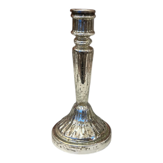 Κηροπήγιο Γυάλινο Ασημί 9.5x5x20cm  GE-22302561