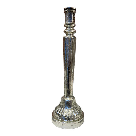 Κηροπήγιο Γυάλινο Ασημί 10.5x10.5x36cm  GE-22302563