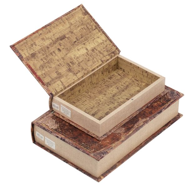 BOOK Διακοσμητικό Βιβλίο Κουτί MDF Ύφασμα Πολύχρωμο (33x22x7)cm  Σετ/6