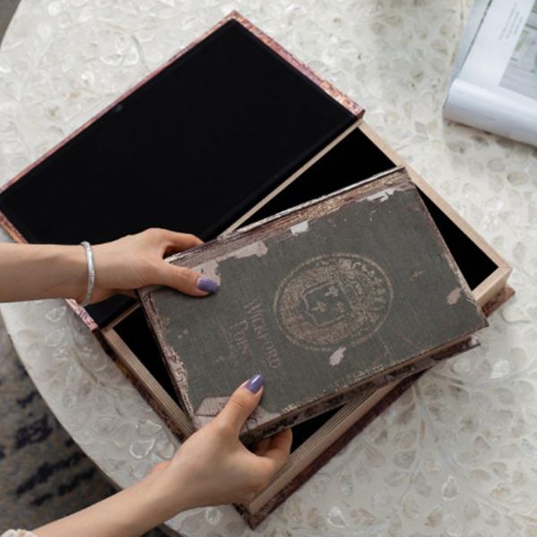 BOOK Διακοσμητικό Βιβλίο Κουτί MDF Ύφασμα Πολύχρωμο (33x22x7)cm  Σετ/6