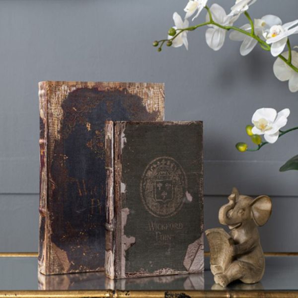 BOOK Διακοσμητικό Βιβλίο Κουτί MDF Ύφασμα Πολύχρωμο (33x22x7)cm  Σετ/6