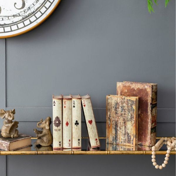 BOOK Διακοσμητικό Βιβλίο Κουτί MDF Ύφασμα Πολύχρωμο (33x22x7)cm  Σετ/6