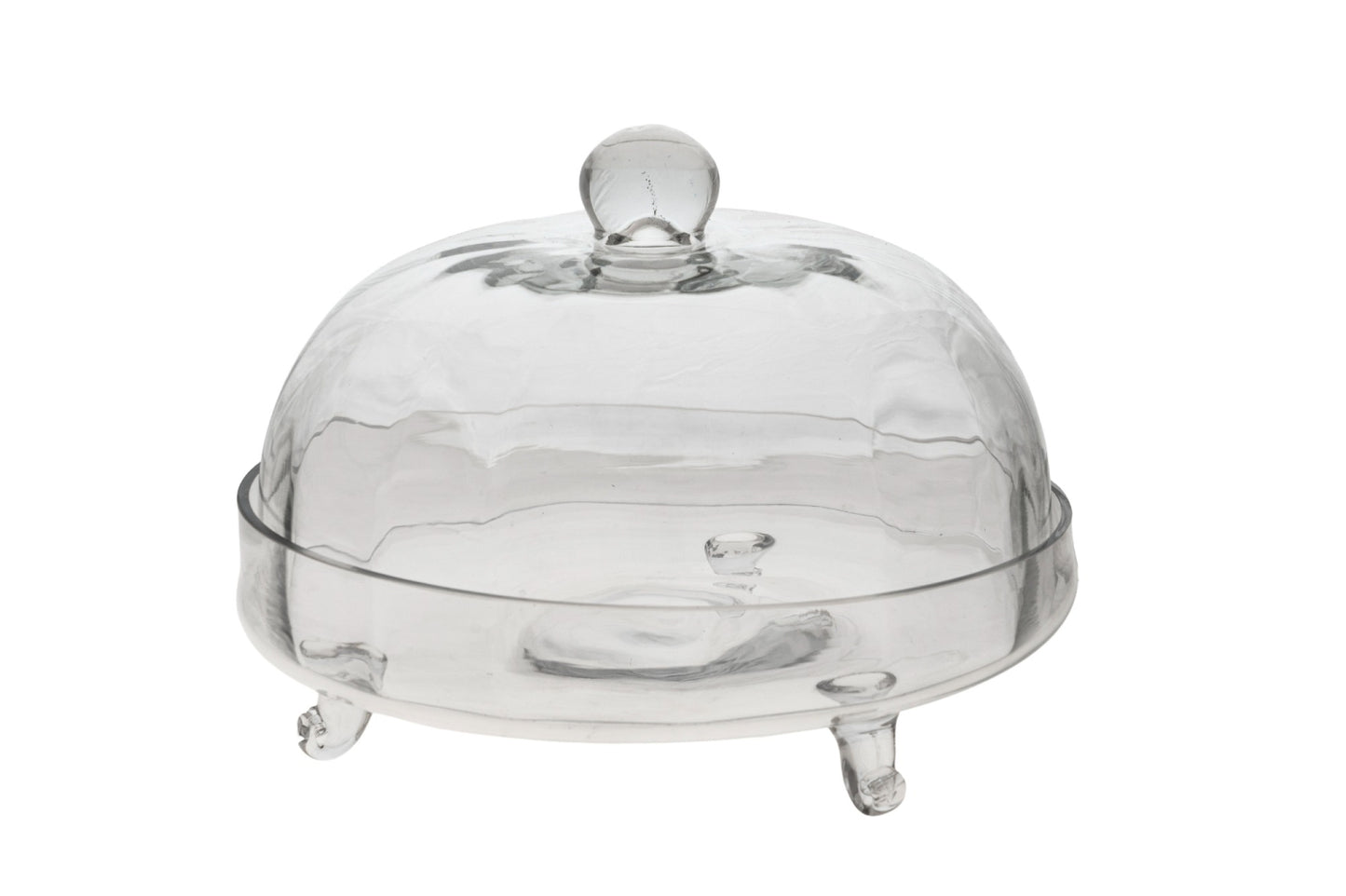 ΓΥΑΛΙΝΗ ΧΕΙΡΟΠΟΙΗΤΗ ΤΟΥΡΤΙΕΡΑ ΛΕΥΚΗ ΟΠΤΙΚ ΜΕ ΒΑΣΗ ΚΑΙ ΤΡΙΑ ΠΟΔΙΑ  29,5χ23εκ