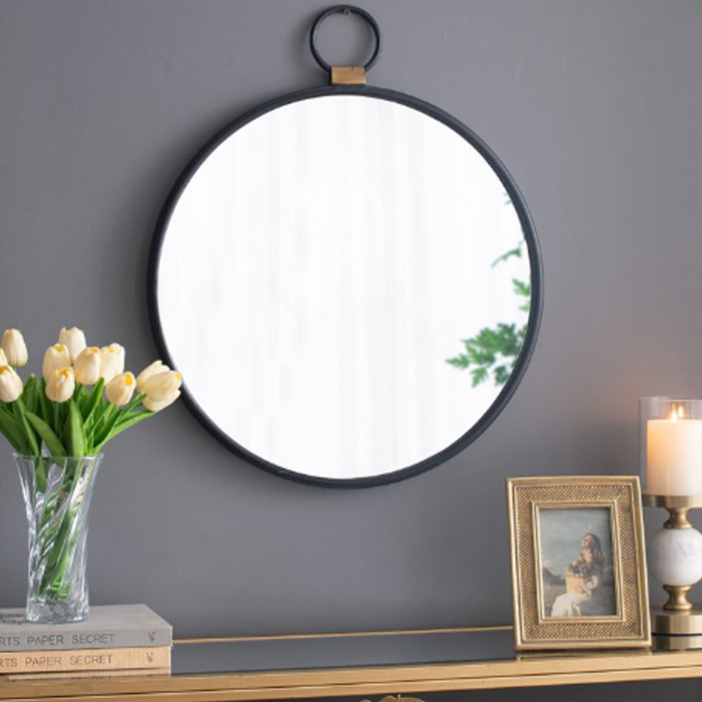 Artekko Mirror Μαύρος Μεταλλικός Καθρέπτης Τοίχου με Χρυσές Λεπτομέρειες (61x2x70)cm      45259