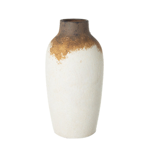 Artekko Antique Λευκό Κεραμικό Βάζο με Καφέ Λεπτομέρειες (13.2x13.2x26)cm     460184