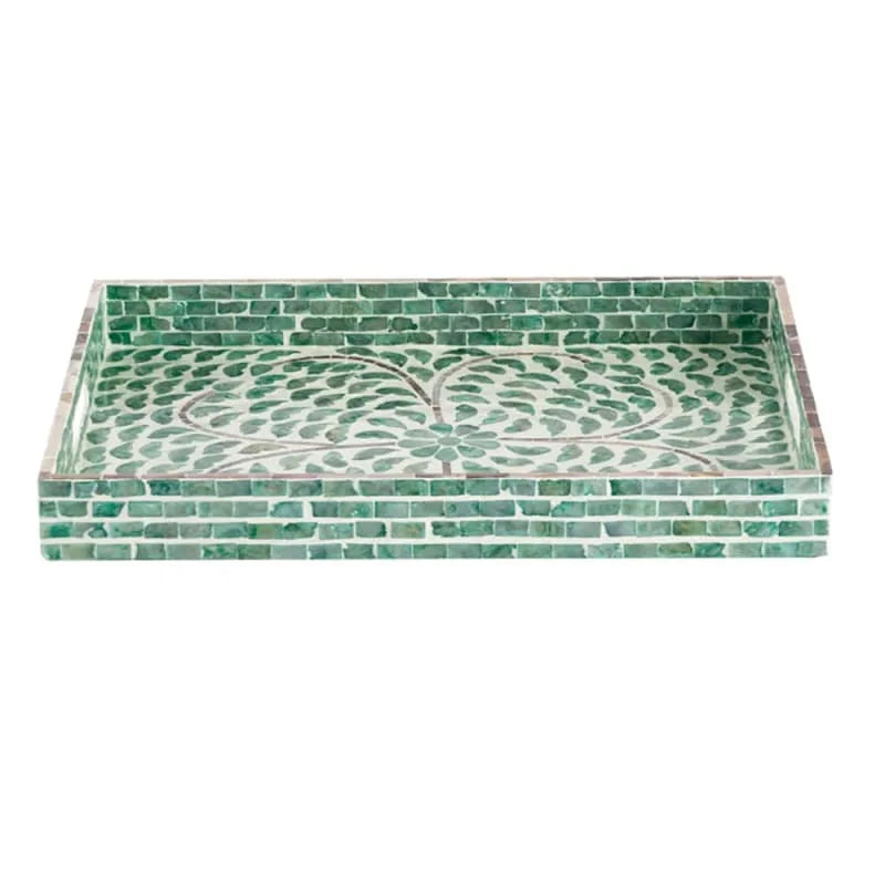 Ivory Διακοσμητικός Δίσκος MDF Capiz Πράσινο (45x35x5)cm