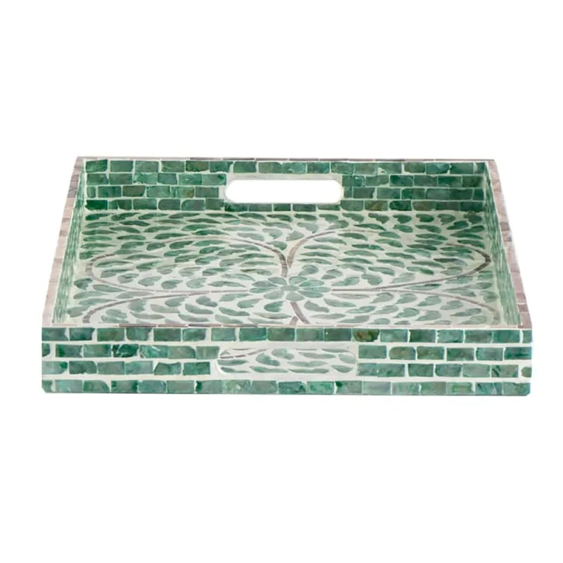 Ivory Διακοσμητικός Δίσκος MDF Capiz Πράσινο (45x35x5)cm