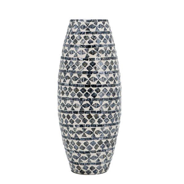 Ivory Διακοσμητικό Βάζο Paper Powder Capiz Ασπρόμαυρο (20x20x50)cm