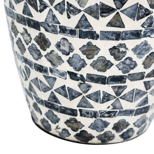 Ivory Διακοσμητικό Βάζο Paper Powder Capiz Ασπρόμαυρο (20x20x50)cm