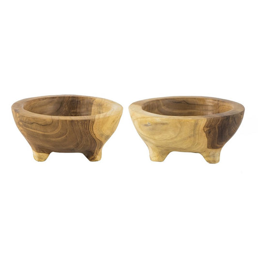 Artekko Woody Διακοσμητικά Μπολ από Ξύλο Teak σε Φυσική Απόχρωση (15.5x15.5x7)cm 2pcs        49930