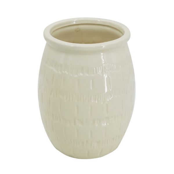 Silk Μπεζ Διακοσμητικό Κεραμικό Βάζο (18x18x23)cm