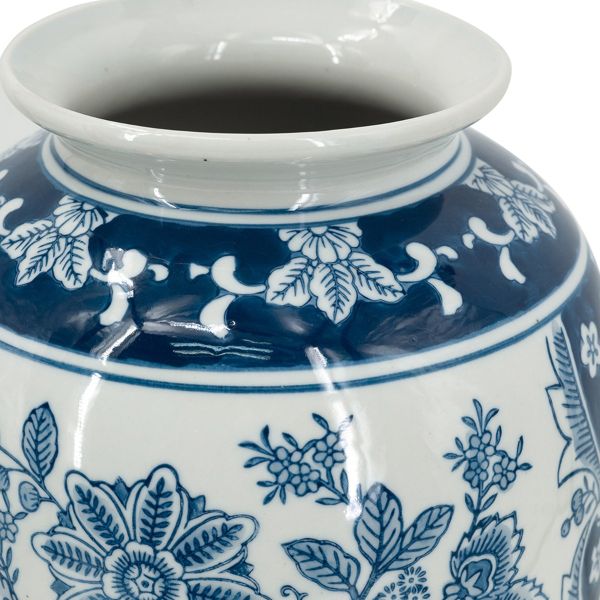 Melania Διακοσμητικό Βάζο από Πορσελάνη σε Άσπρο με Μπλε (19x19x38)cm