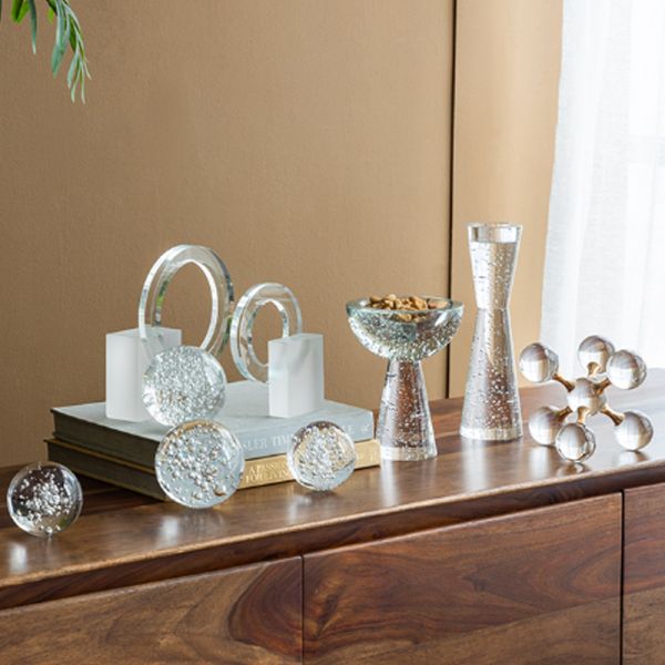 Spheres Διακοσμητικές Σφαίρες με Φυσαλίδες Γυαλί Διάφανο (9.9x9.9x9.9)cm Σετ/2