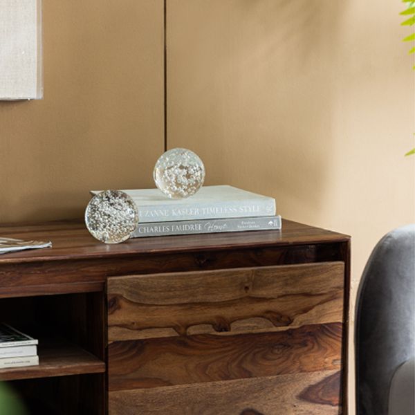 Spheres Διακοσμητικές Σφαίρες με Φυσαλίδες Γυαλί Διάφανο (9.9x9.9x9.9)cm Σετ/2