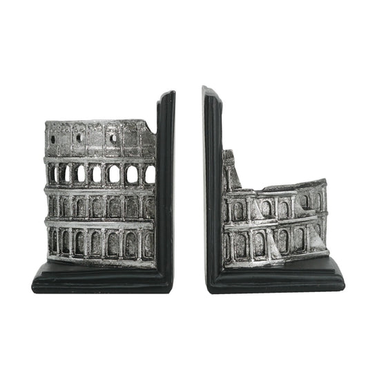 Artekko Bookends Ασημί Βιβλιοστάτες Κολοσσαίου από Ρητίνη (11.5x9x16.5)cm 2pcs       72421