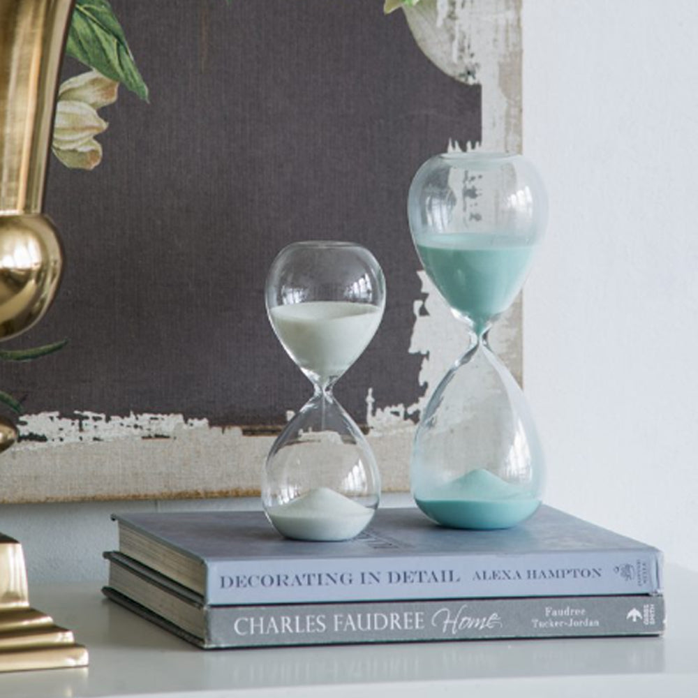 Artekko Hourglass Γυάλινη Διακοσμητική Κλεψύδρα με Γαλάζια Άμμο (9x9x25.5)cm         73229-JADE