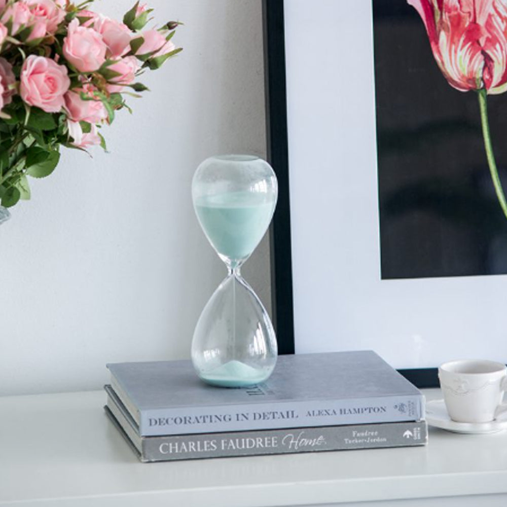 Artekko Hourglass Γυάλινη Διακοσμητική Κλεψύδρα με Γαλάζια Άμμο (9x9x25.5)cm         73229-JADE