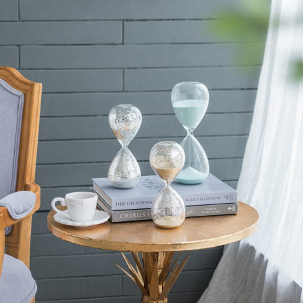 Artekko Hourglass Γυάλινη Διακοσμητική Κλεψύδρα με Γαλάζια Άμμο (9x9x25.5)cm         73229-JADE