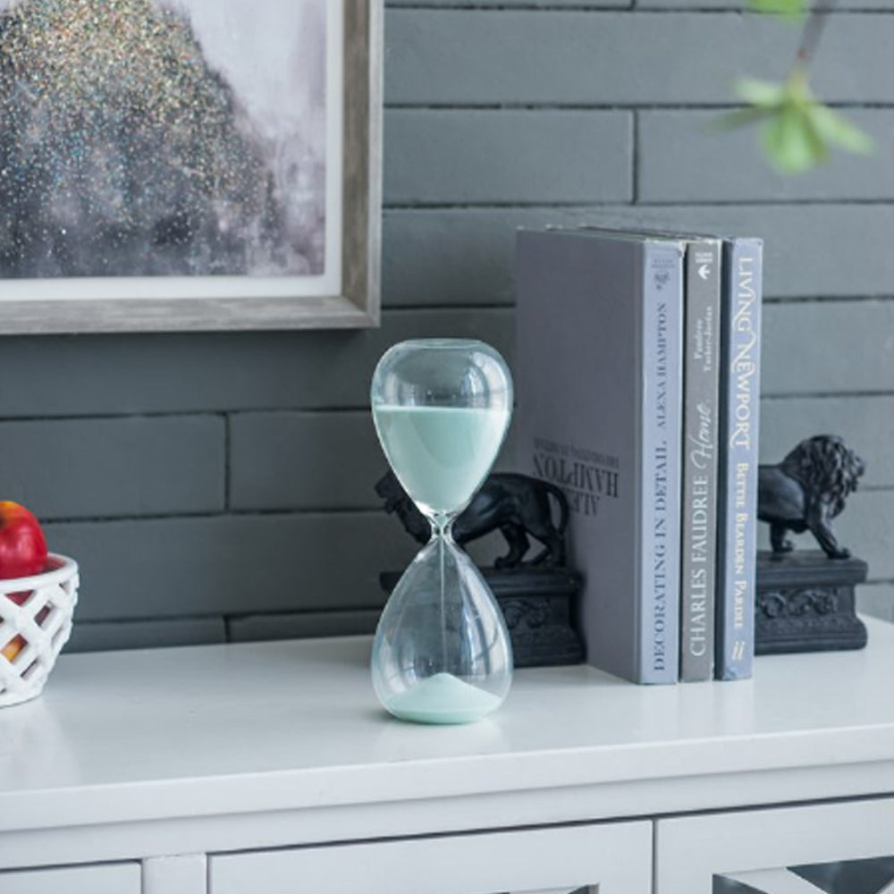 Artekko Hourglass Γυάλινη Διακοσμητική Κλεψύδρα με Γαλάζια Άμμο (9x9x25.5)cm         73229-JADE