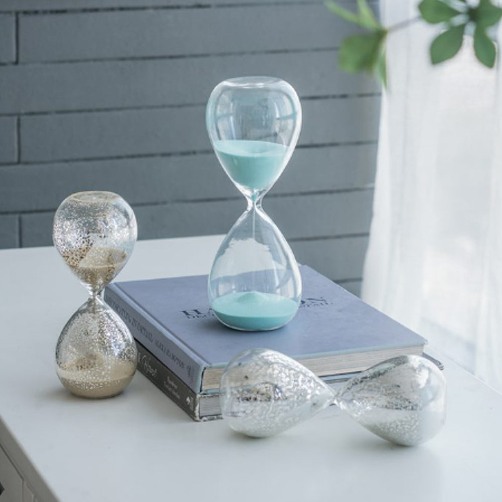 Artekko Hourglass Γυάλινη Διακοσμητική Κλεψύδρα με Γαλάζια Άμμο (9x9x25.5)cm         73229-JADE