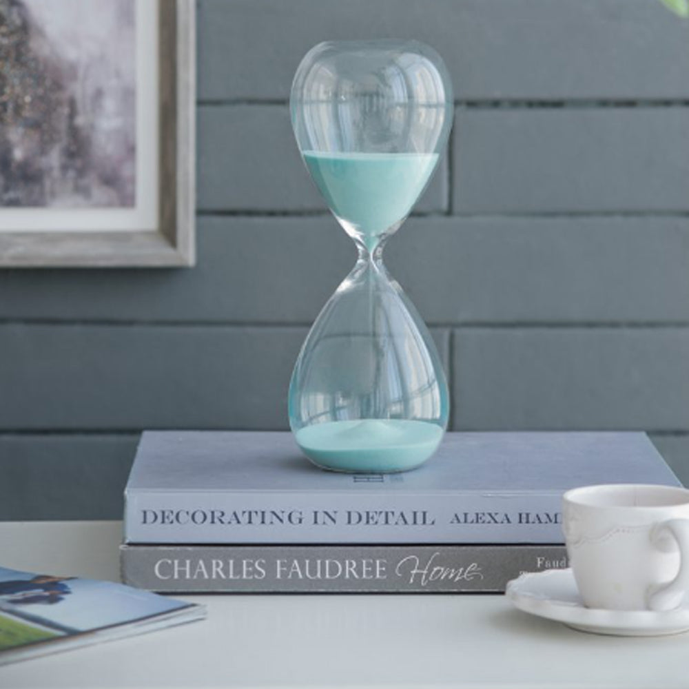 Artekko Hourglass Γυάλινη Διακοσμητική Κλεψύδρα με Γαλάζια Άμμο (9x9x25.5)cm         73229-JADE