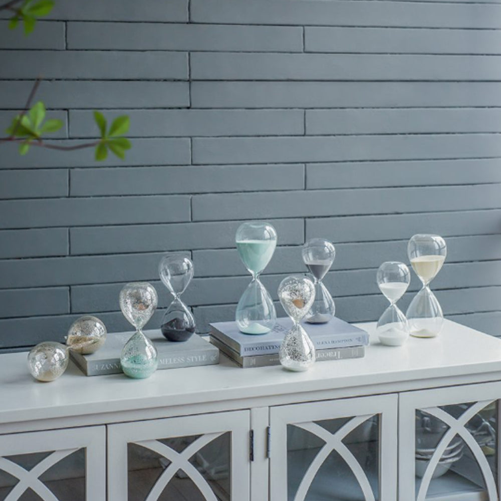 Artekko Hourglass Γυάλινη Διακοσμητική Κλεψύδρα με Γαλάζια Άμμο (9x9x25.5)cm         73229-JADE