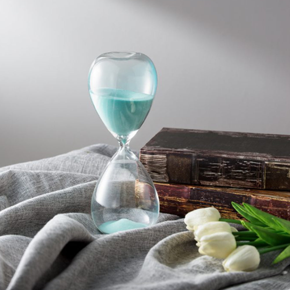 Artekko Hourglass Γυάλινη Διακοσμητική Κλεψύδρα με Γαλάζια Άμμο (9x9x25.5)cm         73229-JADE
