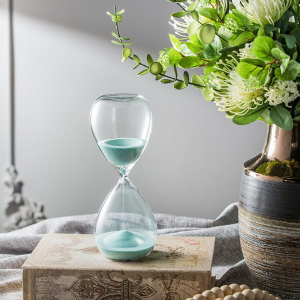 Artekko Hourglass Γυάλινη Διακοσμητική Κλεψύδρα με Γαλάζια Άμμο (9x9x25.5)cm         73229-JADE