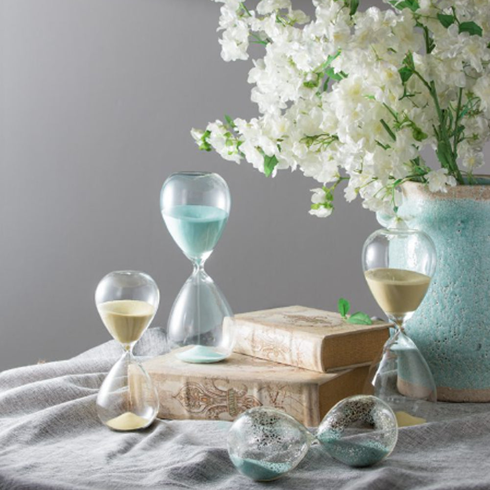 Artekko Hourglass Γυάλινη Διακοσμητική Κλεψύδρα με Γαλάζια Άμμο (9x9x25.5)cm         73229-JADE