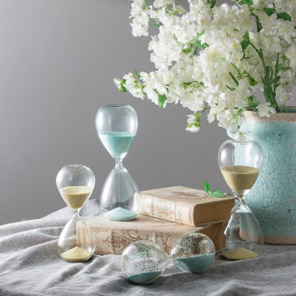 Artekko Hourglass Γυάλινη Διακοσμητική Κλεψύδρα με Γαλάζια Άμμο (9x9x25.5)cm         73229-JADE