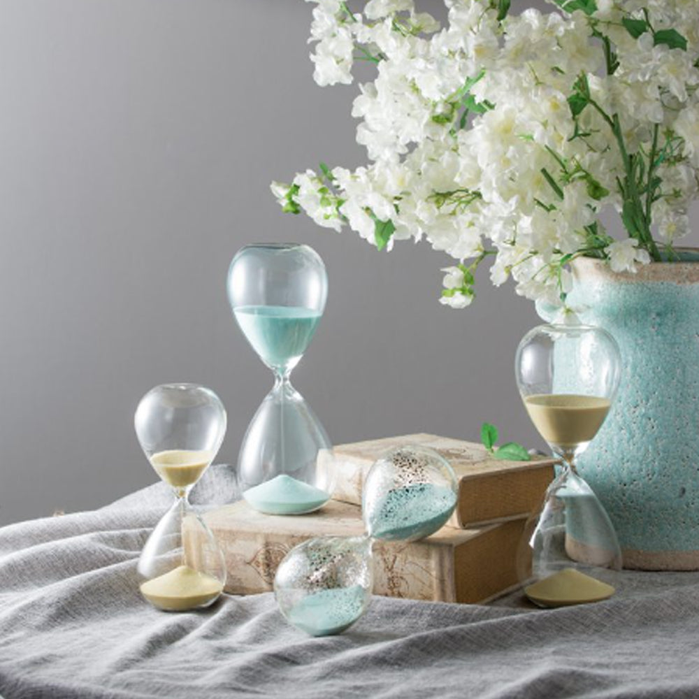 Artekko Hourglass Γυάλινη Διακοσμητική Κλεψύδρα με Γαλάζια Άμμο (9x9x25.5)cm         73229-JADE