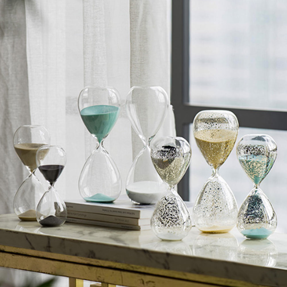 Artekko Hourglass Γυάλινη Διακοσμητική Κλεψύδρα με Γαλάζια Άμμο (9x9x25.5)cm         73229-JADE