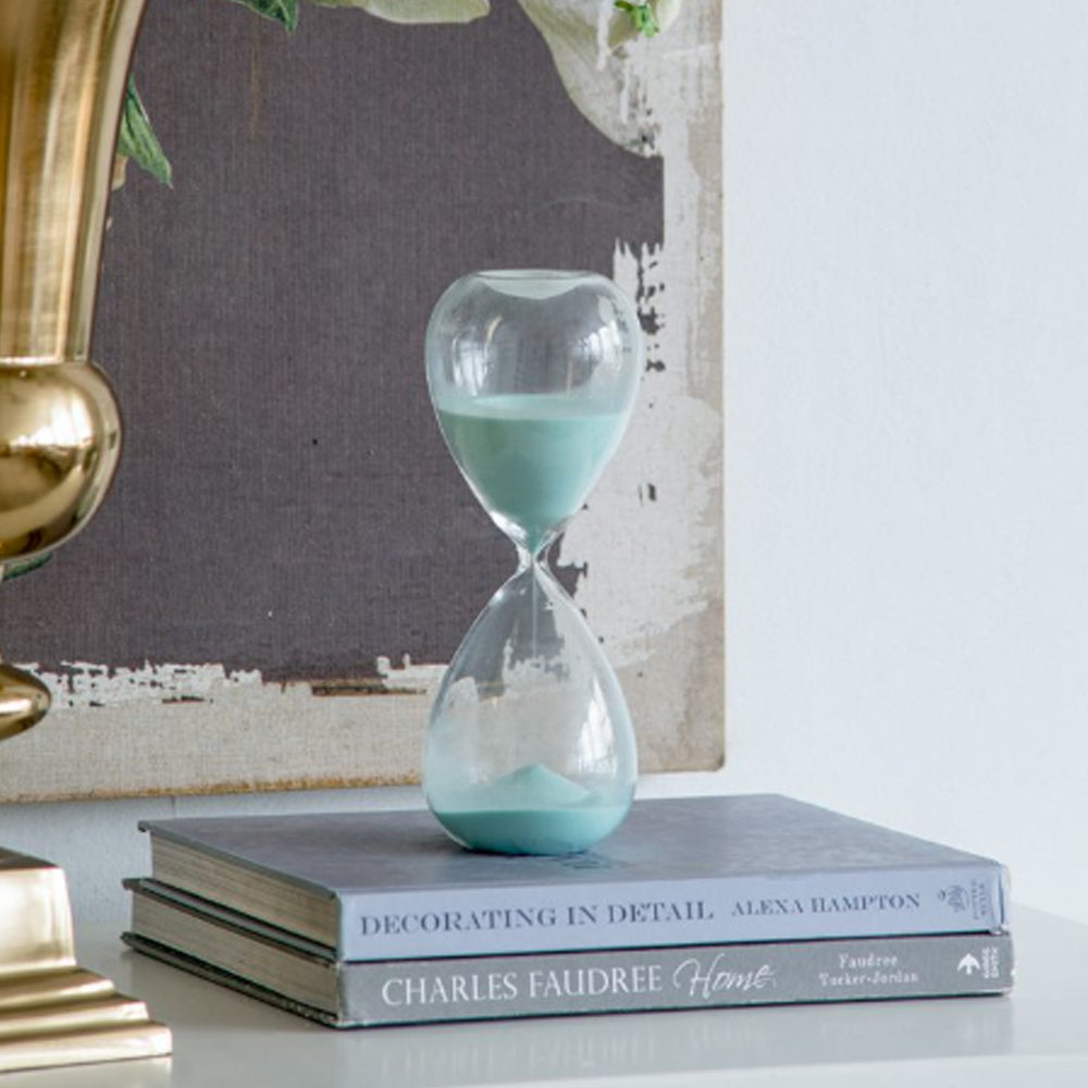Artekko Hourglass Γυάλινη Διακοσμητική Κλεψύδρα με Γαλάζια Άμμο (9x9x25.5)cm         73229-JADE