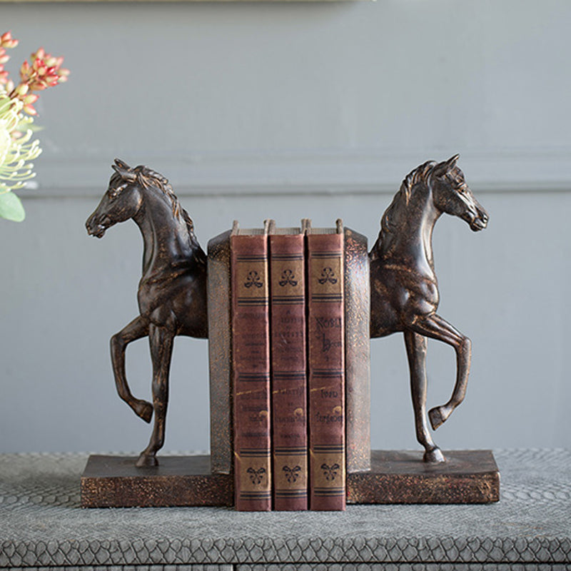 Artekko Bookends Καφέ Διακοσμητικοί Βιβλιοστάτες Ρητίνης με Άλογα (12.7x10.2x26.7)cm 2pcs    73642