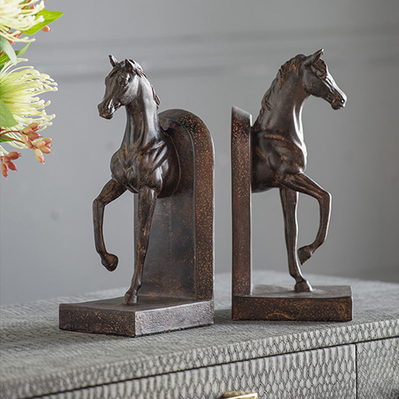 Artekko Bookends Καφέ Διακοσμητικοί Βιβλιοστάτες Ρητίνης με Άλογα (12.7x10.2x26.7)cm 2pcs    73642