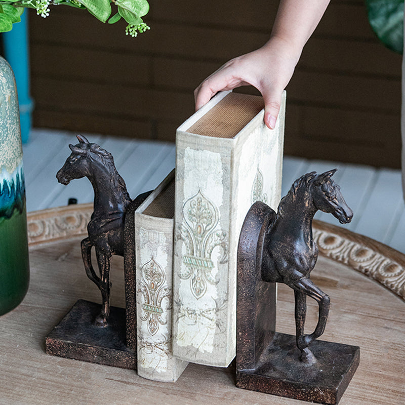 Artekko Bookends Καφέ Διακοσμητικοί Βιβλιοστάτες Ρητίνης με Άλογα (12.7x10.2x26.7)cm 2pcs    73642