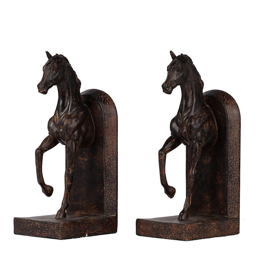 Artekko Bookends Καφέ Διακοσμητικοί Βιβλιοστάτες Ρητίνης με Άλογα (12.7x10.2x26.7)cm 2pcs    73642