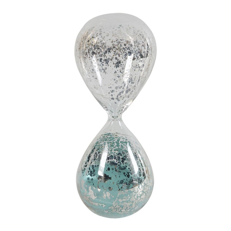Artekko Hourglass Γυάλινη Διακοσμητική Κλεψύδρα με Γαλάζια Άμμο (8x8x20.5)cm  73770-JADE