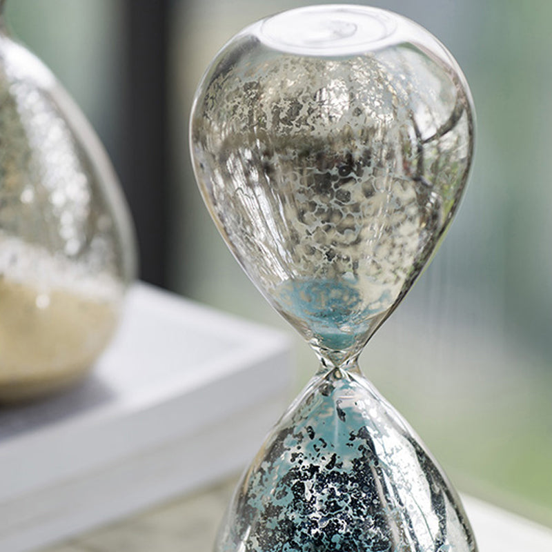 Artekko Hourglass Γυάλινη Διακοσμητική Κλεψύδρα με Γαλάζια Άμμο (9x9x25.4)cm  75017-JADE