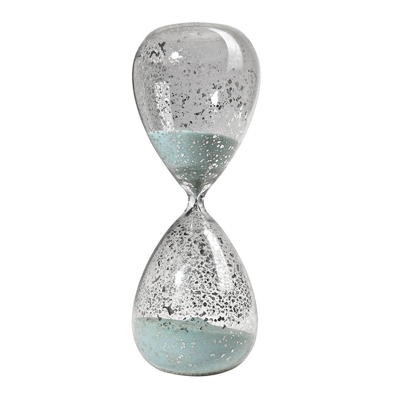 Artekko Hourglass Γυάλινη Διακοσμητική Κλεψύδρα με Γαλάζια Άμμο (9x9x25.4)cm  75017-JADE