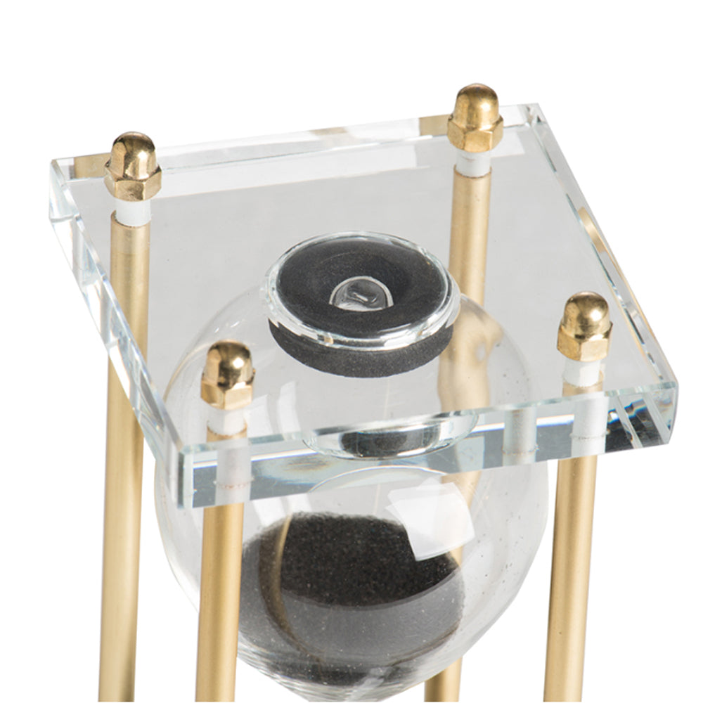 Artekko Hourglass Κλεψύδρα Διακοσμητική Γυαλί Κρύσταλλο Μαύρο Χρυσό (7.6x7.6x20.5)cm   76880