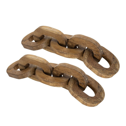 Artekko Woody Διακοσμητική Αλυσίδα από Ξύλο Teak Φυσική Απόχρωση (20x20x25)cm Σετ/2       78343