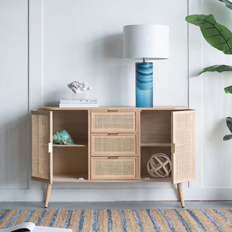 Artekko Cons Μπουφές MDF Ψάθα Φυσική Απόχρωση (119x40x81)cm      78423-NATU
