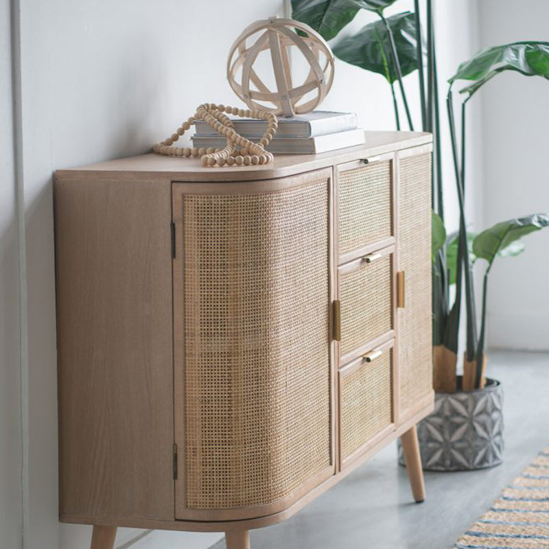 Artekko Cons Μπουφές MDF Ψάθα Φυσική Απόχρωση (119x40x81)cm      78423-NATU