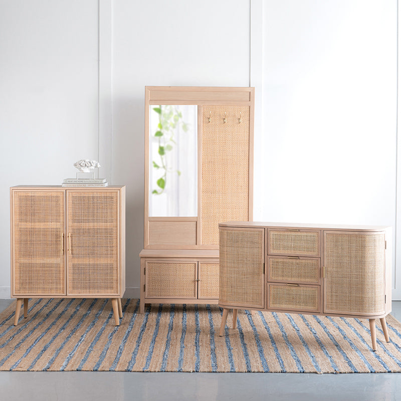 Artekko Cons Μπουφές MDF Ψάθα Φυσική Απόχρωση (119x40x81)cm      78423-NATU