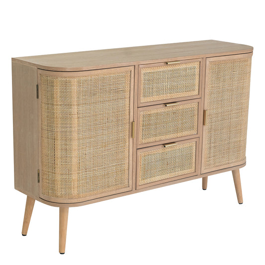 Artekko Cons Μπουφές MDF Ψάθα Φυσική Απόχρωση (119x40x81)cm      78423-NATU