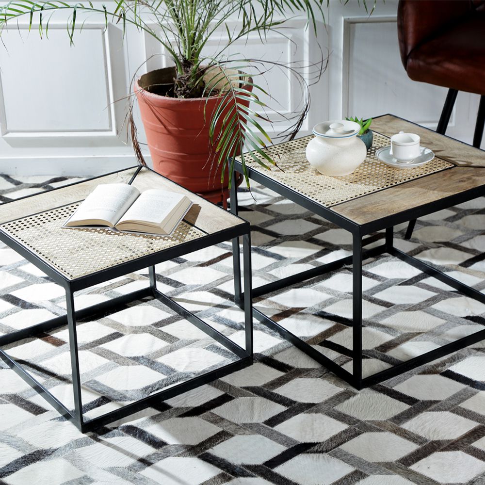  ΞΥΛΙΝΟ ΚΑΙ ΜΕΤΑΛΛΙΚΟ ΤΡΑΠΕΖΙ ΣΕΤ 2 50Χ40 44Χ36ΕΚ